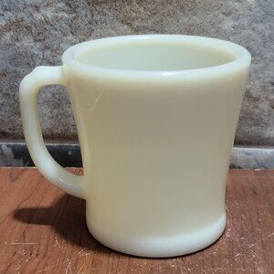 Vintage Anchor Hocking Fire King Oven Glass Cream D Handle Milk Glass Mug